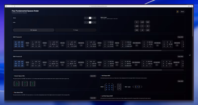 Four Fundamental Spaces Finder