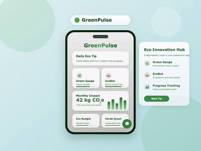Green Pulse mobile interface mockup