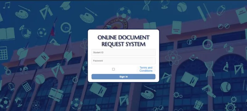 Student document request system interface